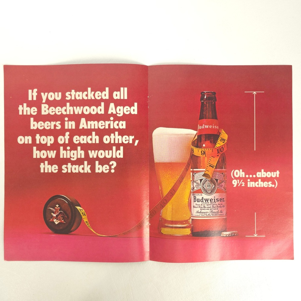 Vintage 1970 Budweiser Beechwood Aged Beer Original Print Ad Collector Bar Decor